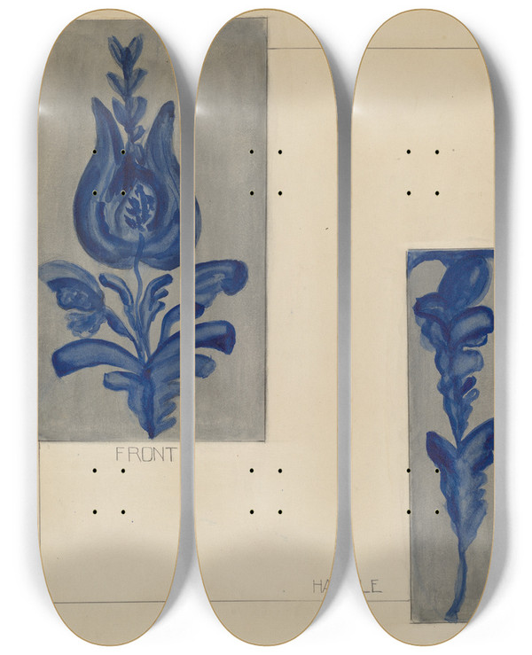 Triptych art skateboard deck of Hedwig Emanuel Design by Hedwig Emanuel