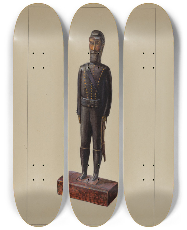 Triptych art skateboard deck of Mina Lowry Civil War Soldier_1 by Mina Lowry (1894-1942)