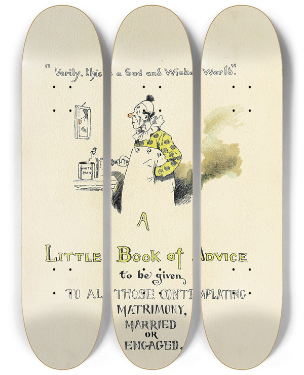 Triptych art skateboard deck of Harry Whitney Mcvickar Matrimonial Advice Pl02 by Harry Whitney Mcvickar (1860-1905)