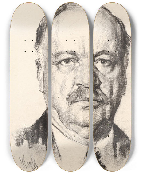 Triptych art skateboard deck of Samuel Johnson Woolf Charles Curtis by Samuel Johnson Woolf (1880-1948)