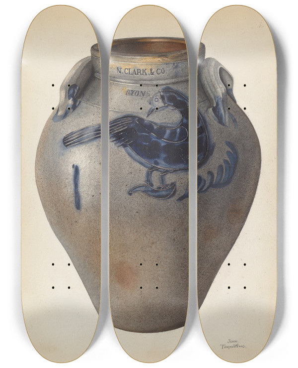 Triptych art skateboard deck of John Tarantino Crock_3 by John Tarantino (1935)