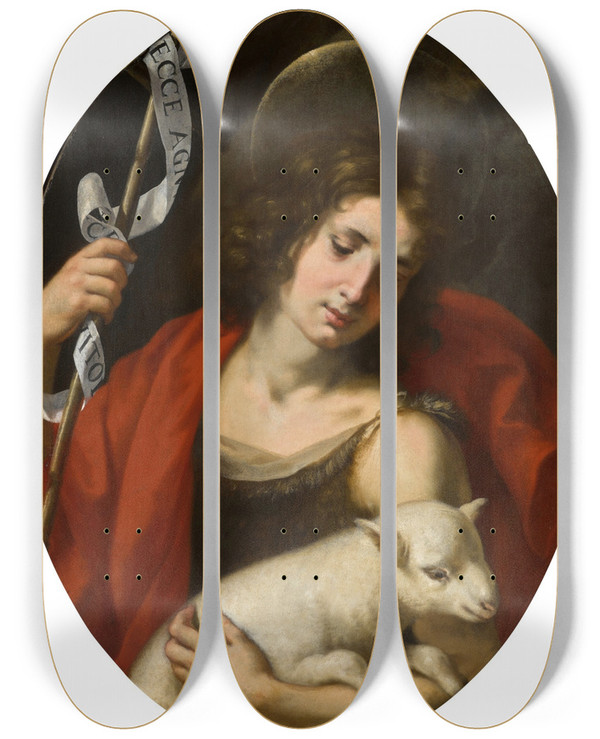 Triptych art skateboard deck of Jacopo Vignali Saint John The Baptist by Jacopo Vignali (1592-1664)