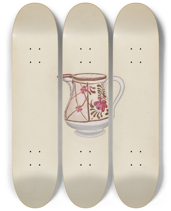 Triptych art skateboard deck of David P Willoughby Pitcher by David P Willoughby
