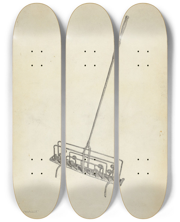 Triptych art skateboard deck of Bernard Westmacott Toast Rack_3 by Bernard Westmacott