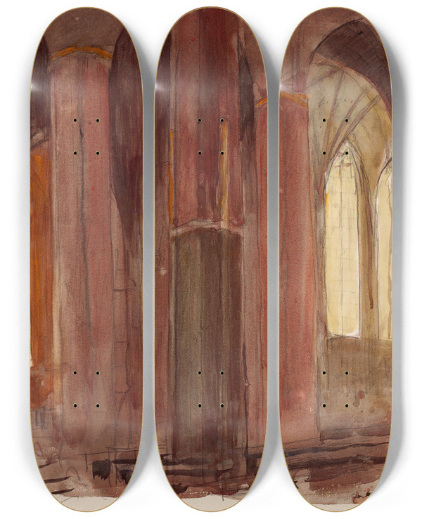 Triptych art skateboard deck of Magnus Enckell Katedraali Siskuva by Magnus Enckell (1870-1925)