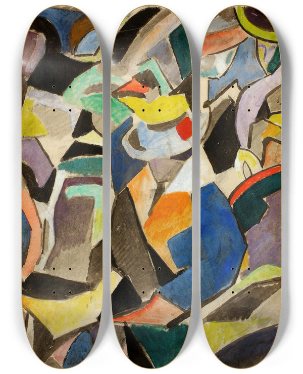 Triptych art skateboard deck of Carl Newman Abstract_1 by Carl Newman (1858-1932)