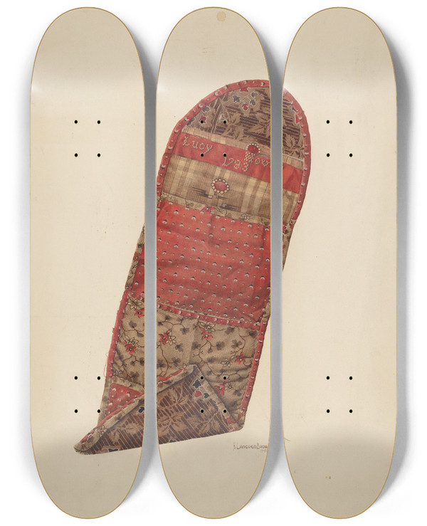 Triptych art skateboard deck of H Langden Brown Needle Case by H Langden Brown