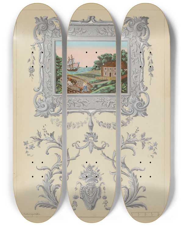 Triptych art skateboard deck of Nicholas Acampora Wall Paper_5 by Nicholas Acampora