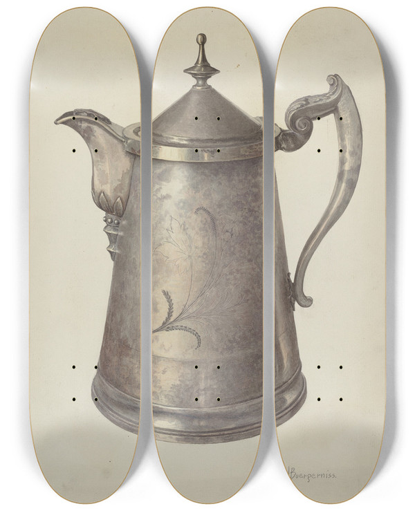 Triptych art skateboard deck of Carl Buergerniss Ice Water Pitcher by Carl Buergerniss (20-)