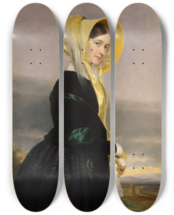 Triptych art skateboard deck of George Peter Alexander Healy Euphemia White Van Rensselaer by George Peter Alexander Healy (1813-1894)