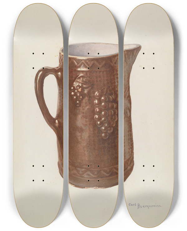 Triptych art skateboard deck of Carl Buergerniss Pitcher_2 by Carl Buergerniss (20-)