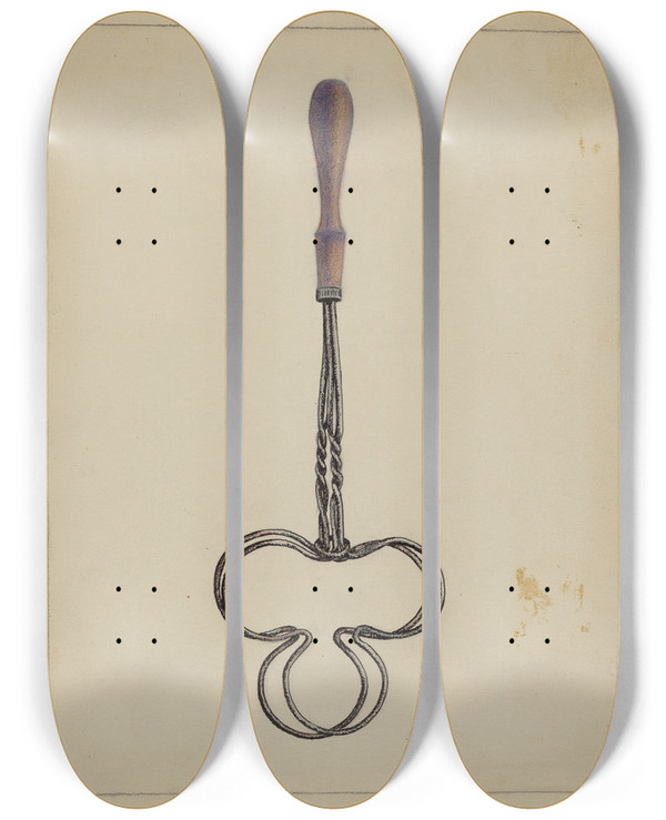 Triptych art skateboard deck of Rollington Campbell Toaster by Rollington Campbell