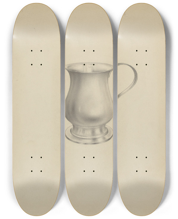 Triptych art skateboard deck of Vincent Carano Silver Mug_4 by Vincent Carano