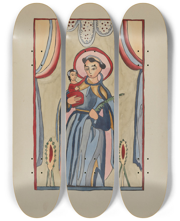 Triptych art skateboard deck of E Boyd Panel From Altar Piece Of San Antonio_2 by E Boyd (20-)