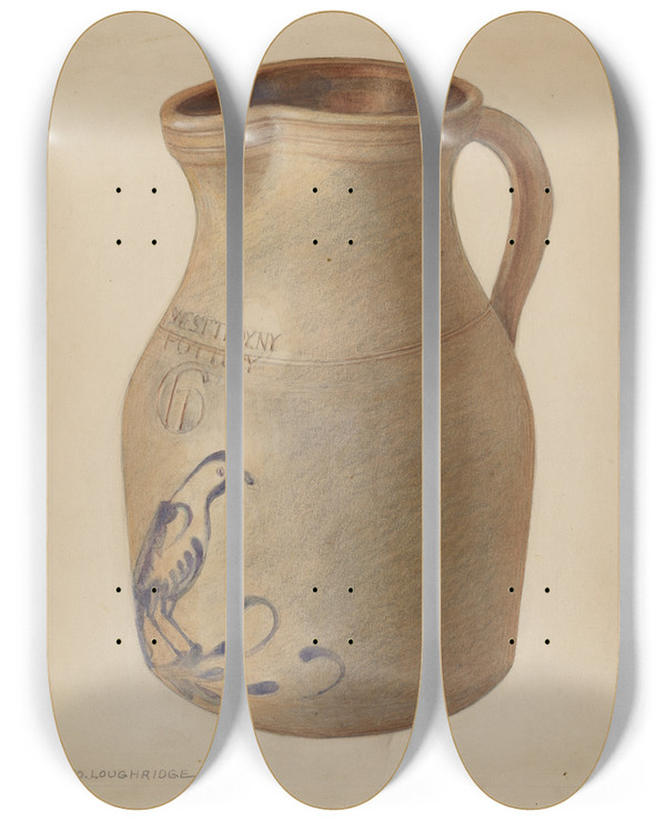 Triptych art skateboard deck of George Loughridge Pitcher_2 by George Loughridge (20-)