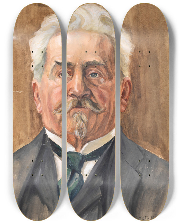 Triptych art skateboard deck of Egon Schiele Portrt Leopold Czihaczek_2 by Egon Schiele (1890-1918)