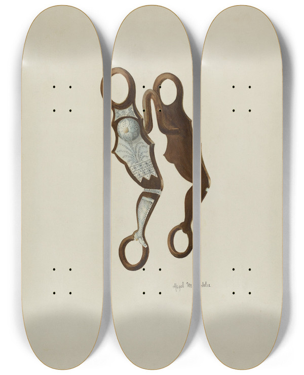 Triptych art skateboard deck of Hazel Sheckler Bit by Hazel Sheckler