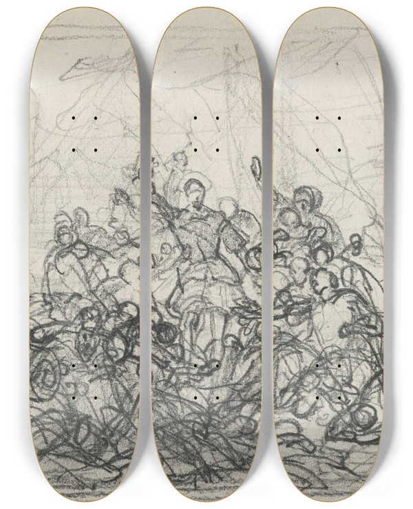 Triptych art skateboard deck of Nicaise De Keyser Historical Scene_5 by Nicaise De Keyser (1813-1887)