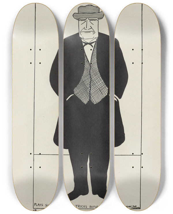 Triptych art skateboard deck of Carlo De Fornaro Mortals Immortals Pl18 by Carlo de Fornaro (1872-1949)
