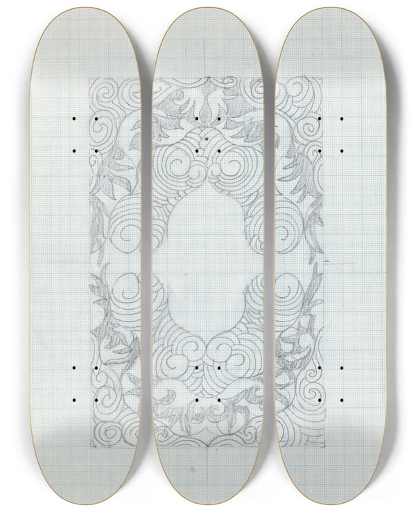 Triptych art skateboard deck of Carel Adolph Lion Cachet Decoratief Ontwerp_4 by Carel Adolph Lion Cachet (1864-1945)