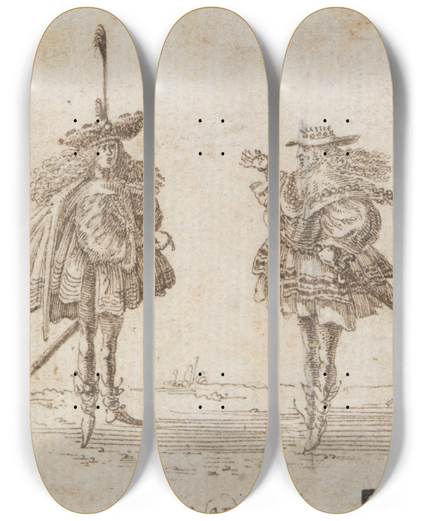 Triptych art skateboard deck of Ludovico Sardagna Twocourtiers by Ludovico Sardagna (17-)