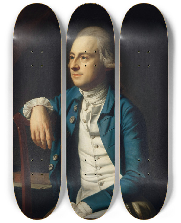Triptych art skateboard deck of John Singleton Copley Gulian Verplanck by John Singleton Copley (1738-1815)