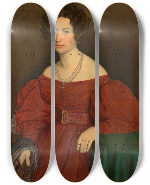 Triptych art skateboard deck of Caspar Jele Gemahlin Von Josef Baumgartner by Caspar Jele (1814-1893)