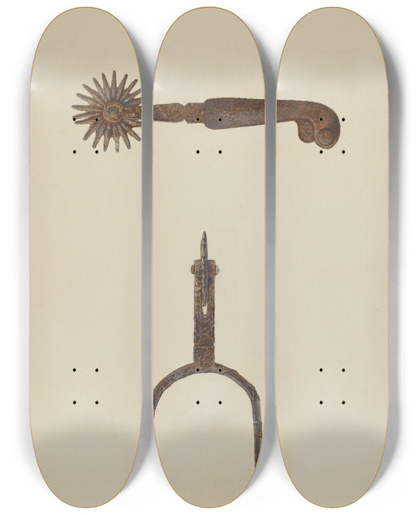 Triptych art skateboard deck of Albert Geuppert Spurs by Albert Geuppert