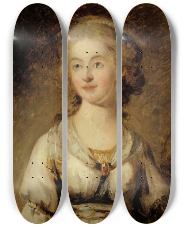 Triptych art skateboard deck of Carl Frederik Von Breda Actress Anna Sofia Hagman by Carl Frederik Von Breda (1759-1818)