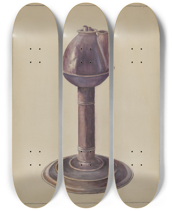 Triptych art skateboard deck of Hester Duany Lamp_2 by Hester Duany (1891-1964)