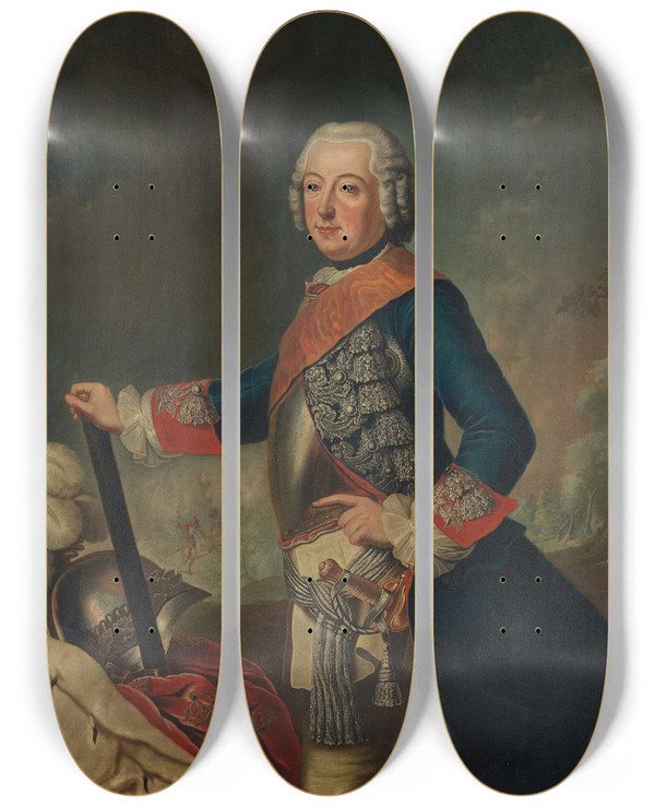 Triptych art skateboard deck of Antoine Pesne Friedrich Ii Der Groe by Antoine Pesne (1683-1757)