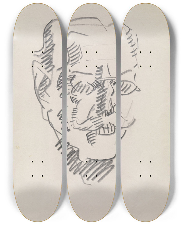 Triptych art skateboard deck of Arno Stern The Painter James Ensor 2 by Arno Stern