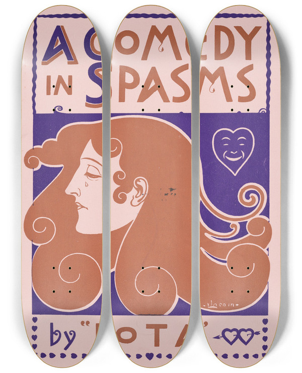Triptych art skateboard deck of Awb Lincoln A Comedy In Spasms by A.W.B. Lincoln (19-20-)