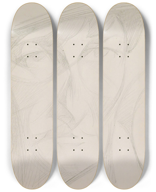 Triptych art skateboard deck of Reijer Stolk Hoofd by Reijer Stolk (1896-1945)