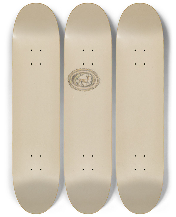 Triptych art skateboard deck of Gladys Cook Brooch by Gladys Cook
