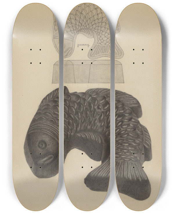 Triptych art skateboard deck of Philip Johnson Aspic Mold_1 by Philip Johnson