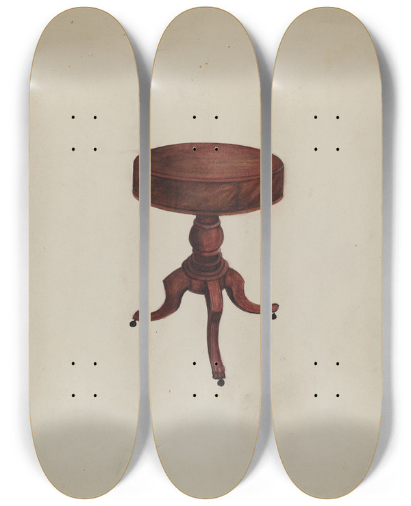 Triptych art skateboard deck of Edna C Rex Table_1 by Edna C Rex (1893-1972)