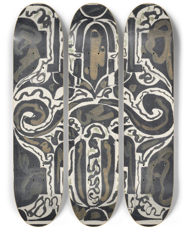 Triptych art skateboard deck of Carel Adolph Lion Cachet Decoratief Ontwerp_9 by Carel Adolph Lion Cachet (1864-1945)