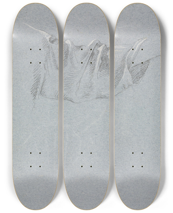 Triptych art skateboard deck of Francesco Lorenzi Drapery Study_8 by Francesco Lorenzi (1723-1787)
