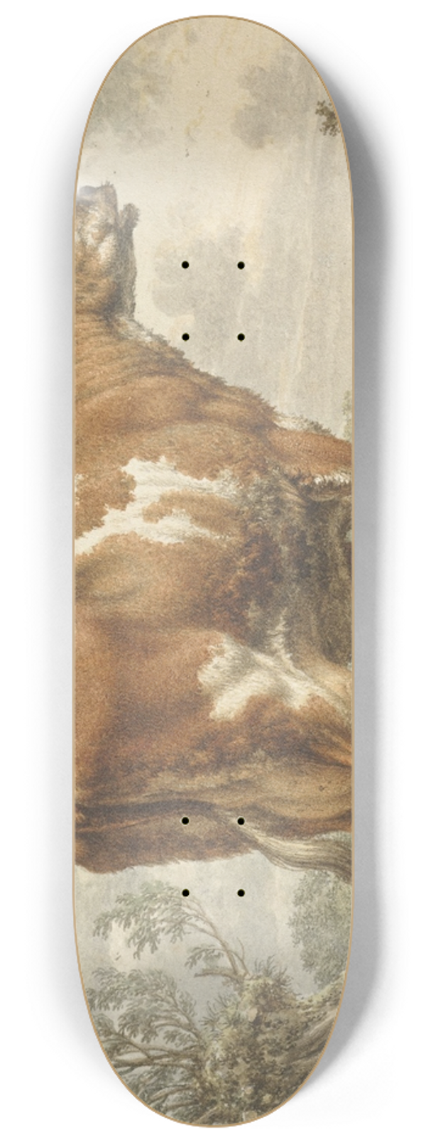 Jacob Cats - Roodbonte koe in een landschap 8.25 inch art skate deck