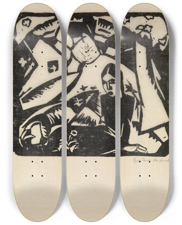 Triptych art skateboard deck of Gustave De Smet Spring by Gustave De Smet (1877-1943)
