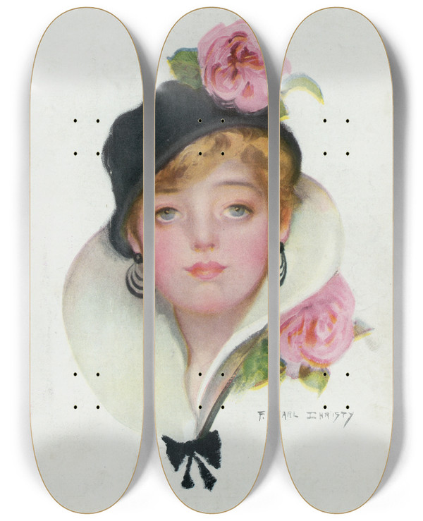 Triptych art skateboard deck of F Earl Christy Nobody Home by F Earl Christy (1882-1961)