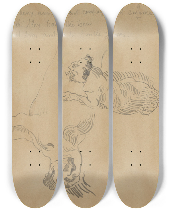 Triptych art skateboard deck of James Ensor Twee Honden by James Ensor (1860-1949)