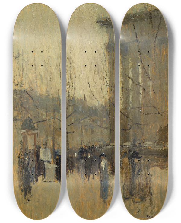 Triptych art skateboard deck of Frank Edwin Scott La Madeleine No Iv by Frank Edwin Scott (1863-1929)