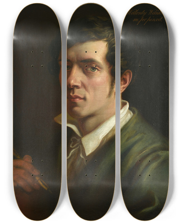 Triptych art skateboard deck of Walenty Wakowicz Selfportrait by Walenty Wakowicz (1800-1842)