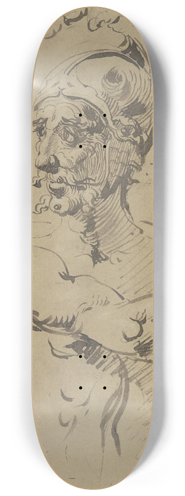 Jacob de Gheyn II - Warrior in half figure 8.25 inch art skate deck