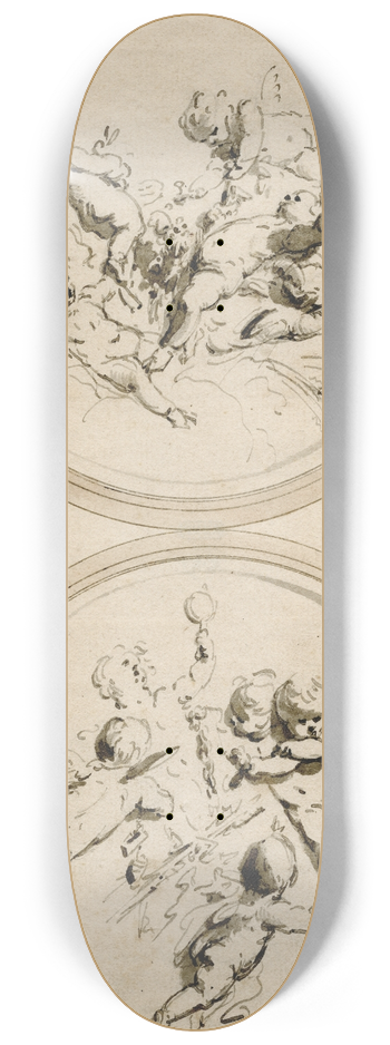 Jacob de Wit - Aarde en vuur: medaillons met putti 8.25 inch art skate deck