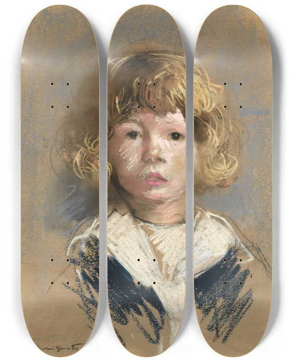 Triptych art skateboard deck of Norbert Goeneutte Portrait Of Pierre Gurard by Norbert Goeneutte (1854-1894)