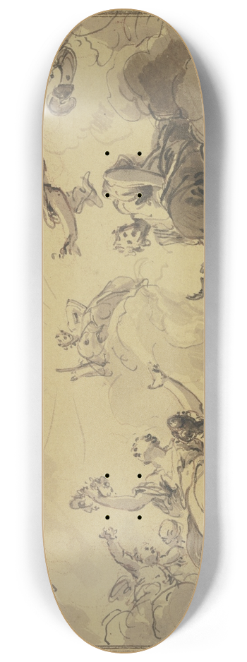 Jacob de Wit - Apollo umgeben von Bacchus, Ceres, Flora und anderen Gottheiten 8.25 inch art skate deck
