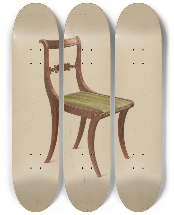Triptych art skateboard deck of Ferdinand Cartier Side Chair_5 by Ferdinand Cartier